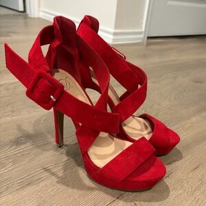 Elegant Red Strappy High Heel Sandals